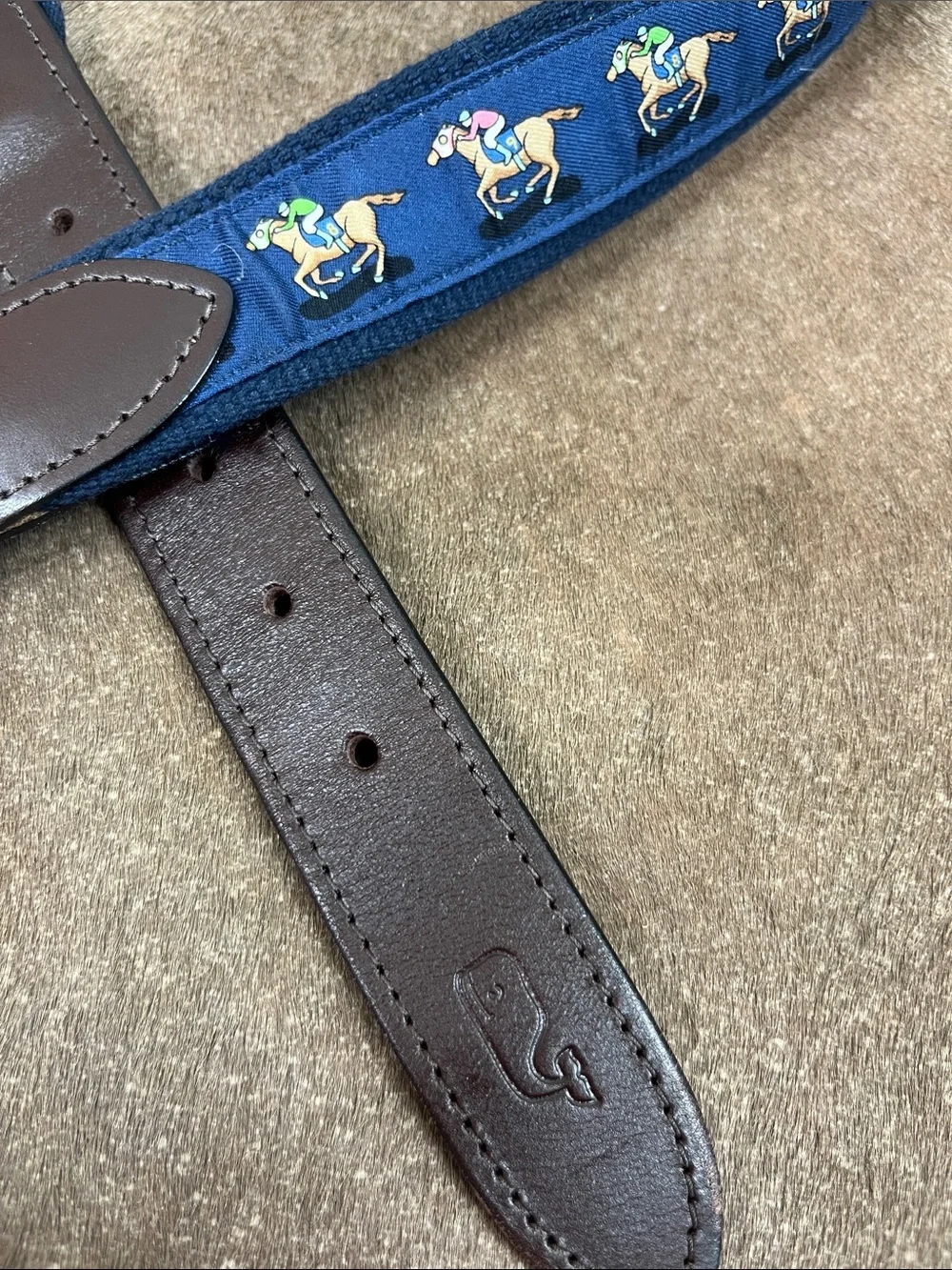 Vineyard Vines Kentucky Derby Horse Print Belt Sz 34